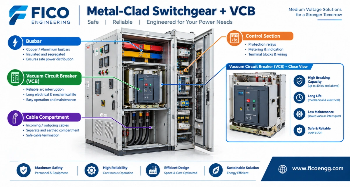 Metal clad MV switchgear panel with vacuum circuit breaker