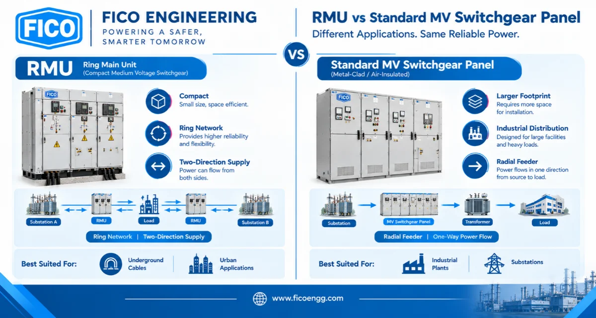RMU vs standard MV switchgear panel for industrial and urban power distribution