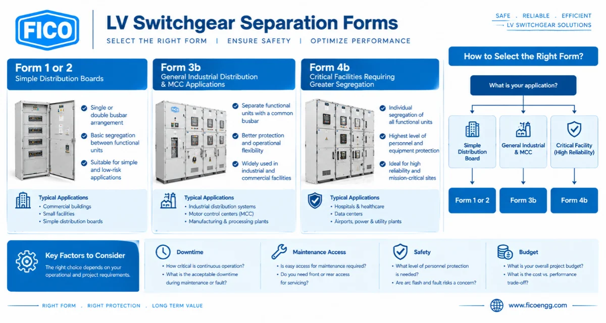 Choosing LV switchgear separation forms for industrial facilities based on maintenance and downtime