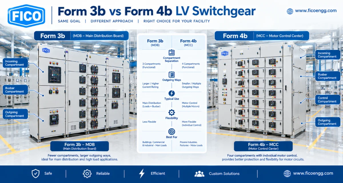 LV switchgear panels with Form 3b and Form 4b internal separation