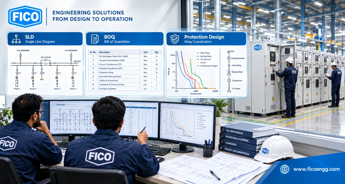MV switchgear engineering with SLD BOQ and protection scheme design